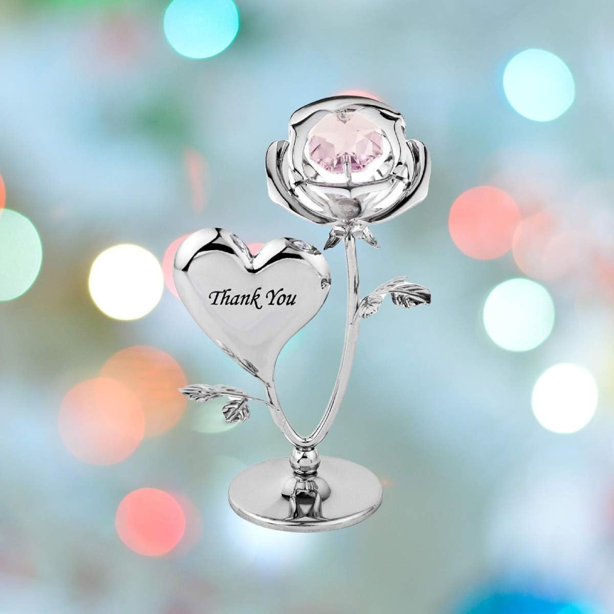 Thank You Rose Crystal Ornament with Swarovski Elements - Pink Crystal, Gift Boxed