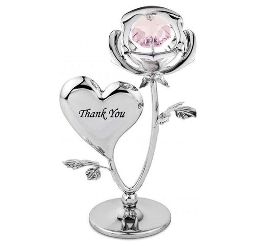Thank You Rose Crystal Ornament with Swarovski Elements with Pink Crystal, Gift Boxed