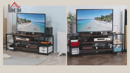 Brown & Black TV Unit Cabinet for TVs up to 65 Inches with Shelves