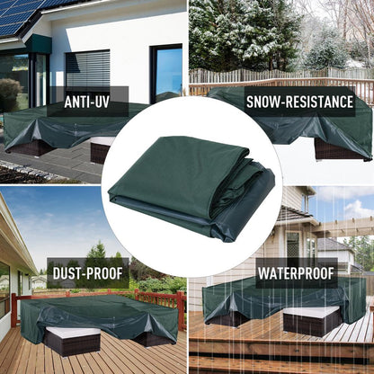 Large Square PVC Coated Outdoor Furniture Cover, 600D Waterproof, Green