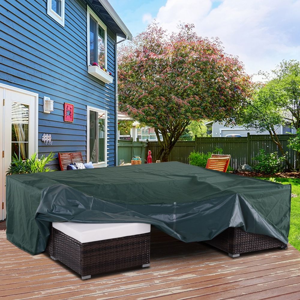 Large Square PVC Coated Outdoor Furniture Cover, 600D Waterproof, Green