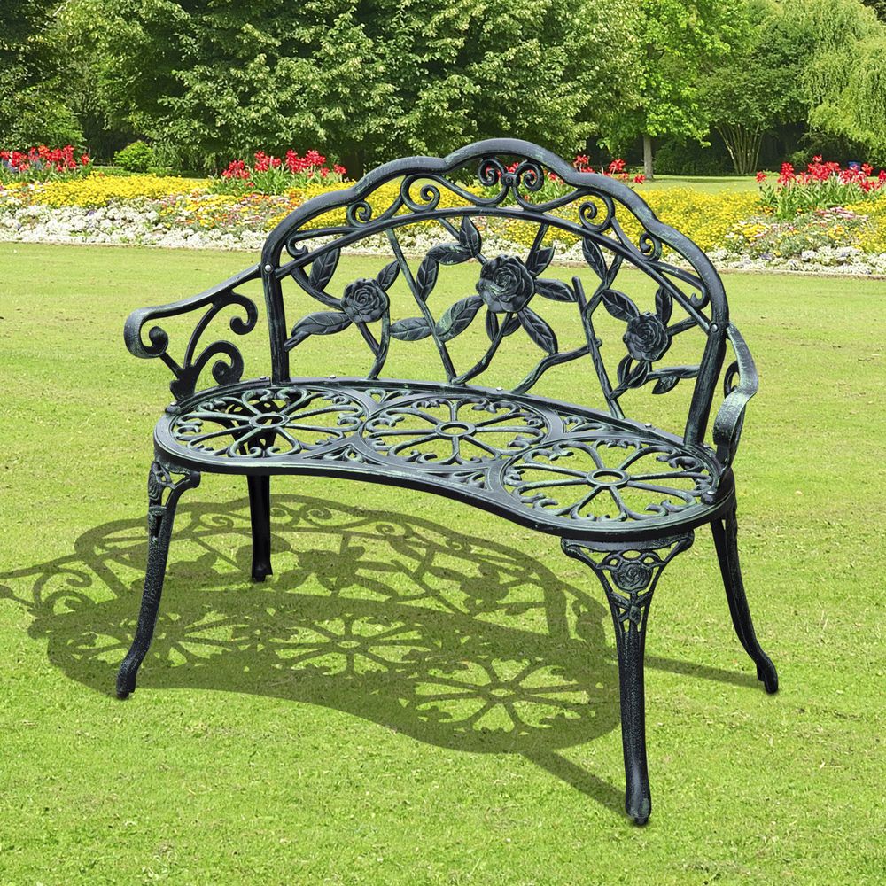 Cast Aluminium Garden Bench, Patio Chair, Durable and Elegant