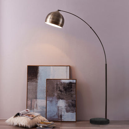 Standard Arc Curved Floor Lamp with Modern Antique Brass Finish