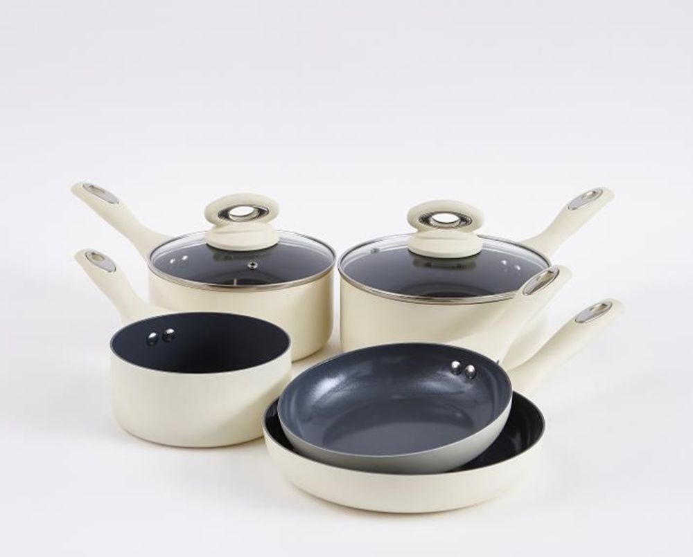 Cream 5-Piece Cookware Set, Elegant and Practical