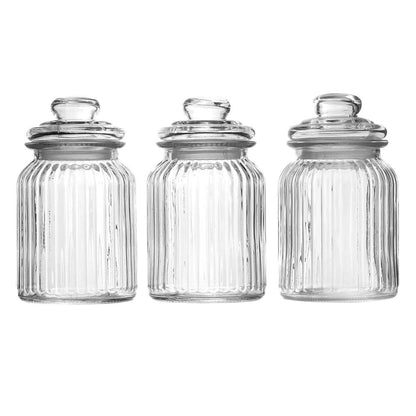 Vintage Airtight Glass Jars, 990ml, Set of 3