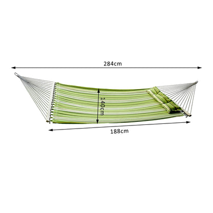 Double Cotton Hammock Swing Bed for Outdoor Patio with Pillow