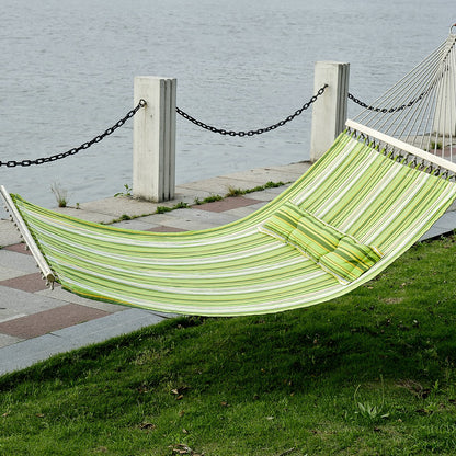 Double Cotton Hammock Swing Bed for Outdoor Patio with Pillow