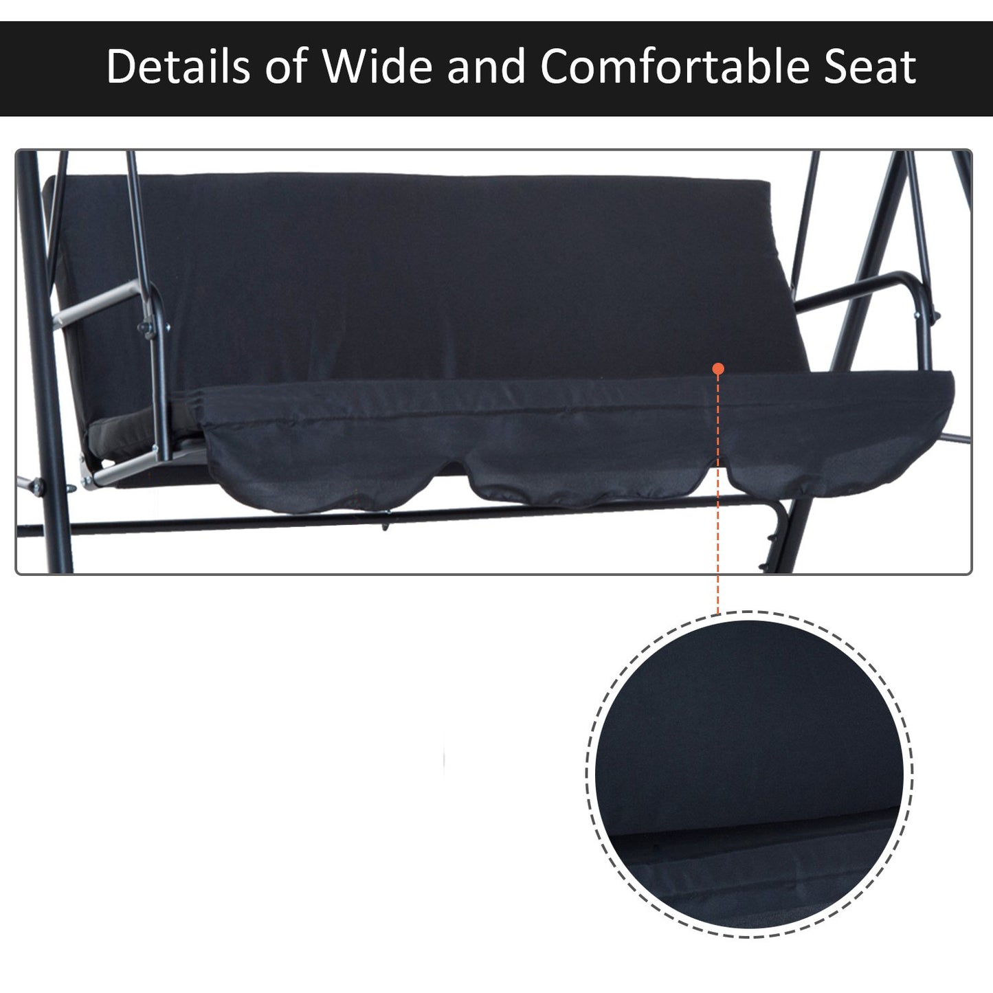 3-Seater Canopy Swing Chair – Rocking Bench with Metal Seat & Top Roof