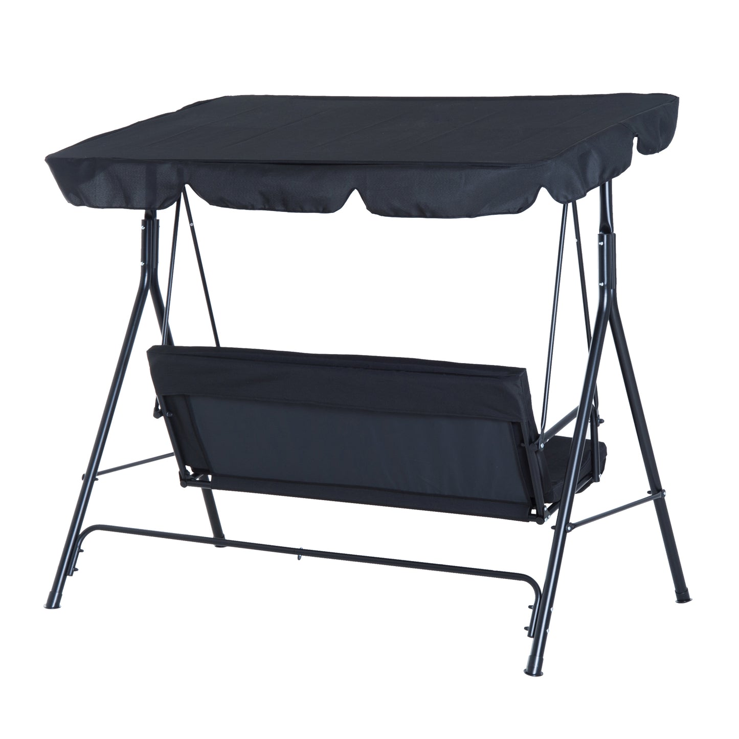 3-Seater Canopy Swing Chair – Rocking Bench with Metal Seat & Top Roof