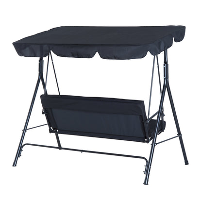 3-Seater Canopy Swing Chair – Rocking Bench with Metal Seat & Top Roof