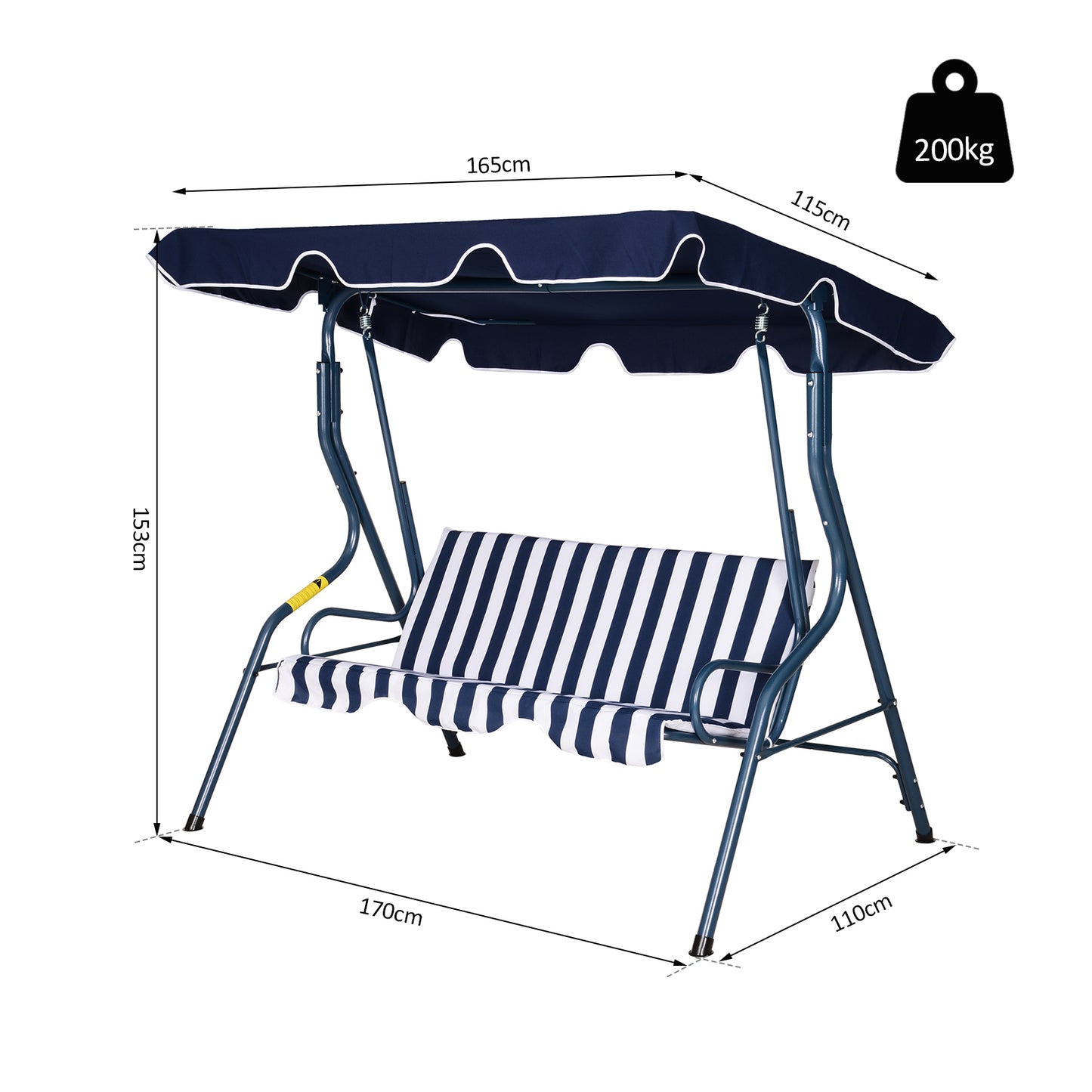 Steel 3-Seater Swing Chair with Canopy, Comfortable and Elegant