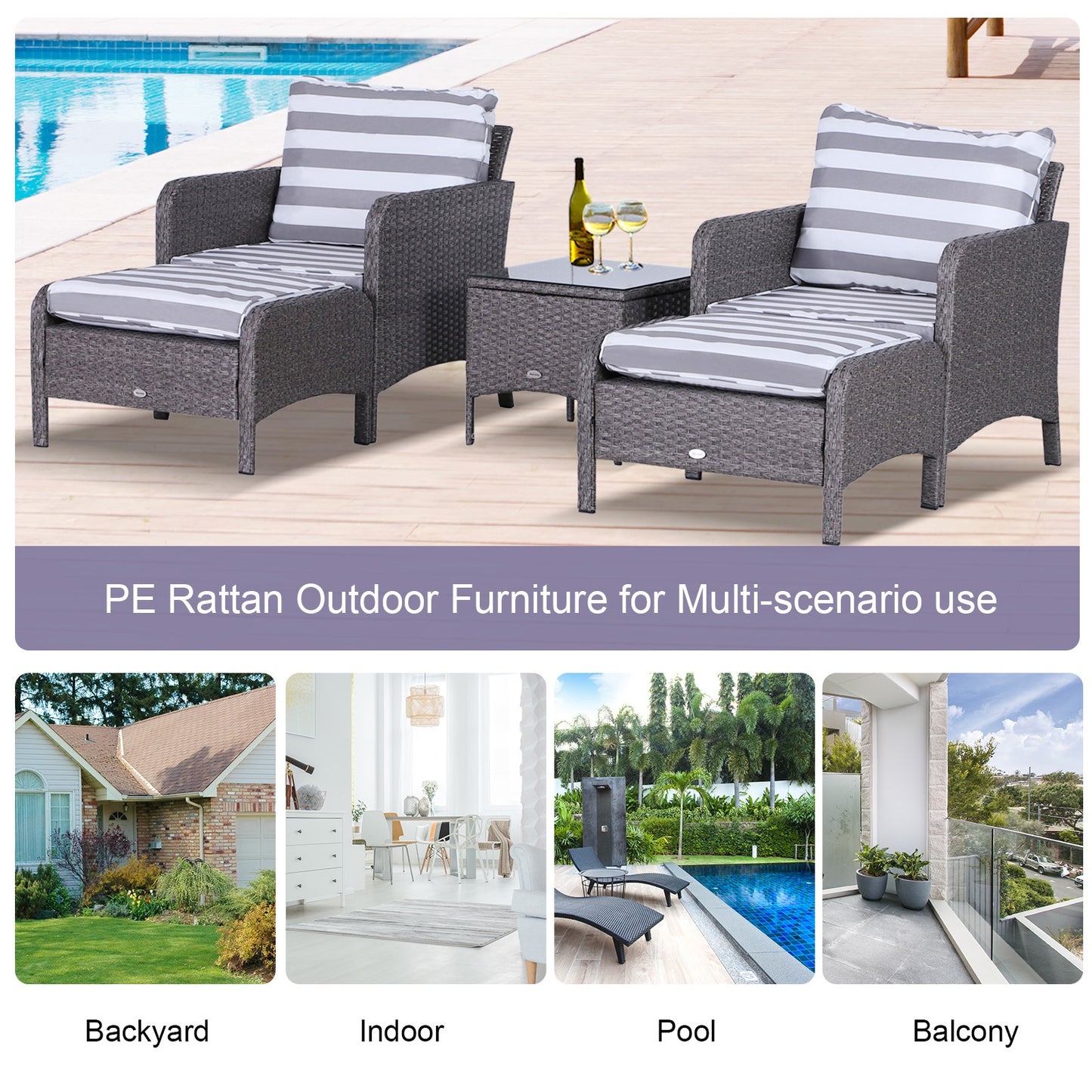 5-Piece PE Rattan Outdoor Garden Furniture Set