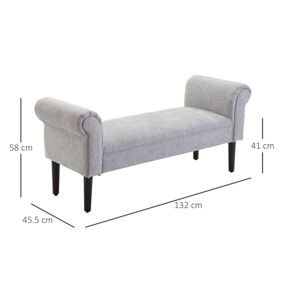 Modern Rolled Arm Bench Bed End Ottoman Sofa Seat Footrest Bedroom Entryway