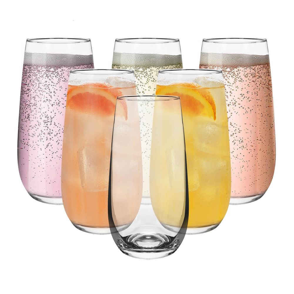 Set of 6 Esteem Highball Glass Tumblers - 490ml for Drinks, Traditional Style