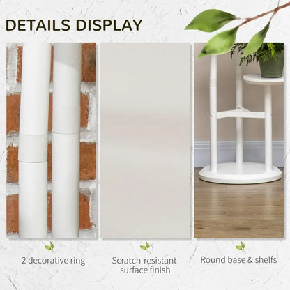 3 Tiered Plant Stand, Bamboo Plant Shelf for Indoor & Outdoor, white