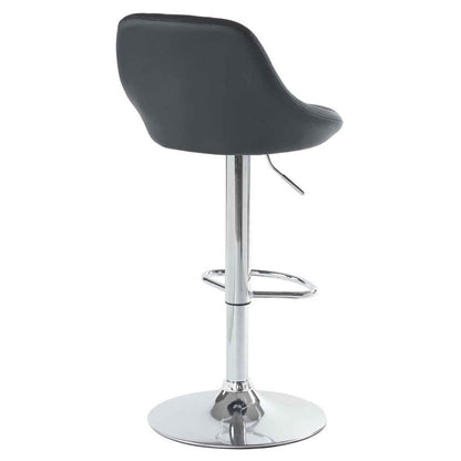 2 Adjustable High Bar Stools - Black, Disk Seat, No Armrests, Rhombus Backrest Design