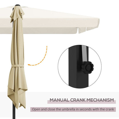 Khaki 3m Garden Parasol with Crank Handle and Tilt for Patio Umbrella