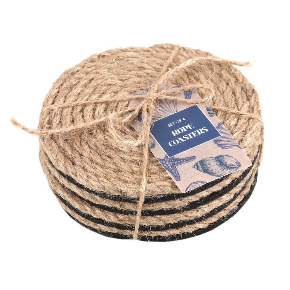 Coastal Charm Rope Coaster Set, Beachy and Decorative