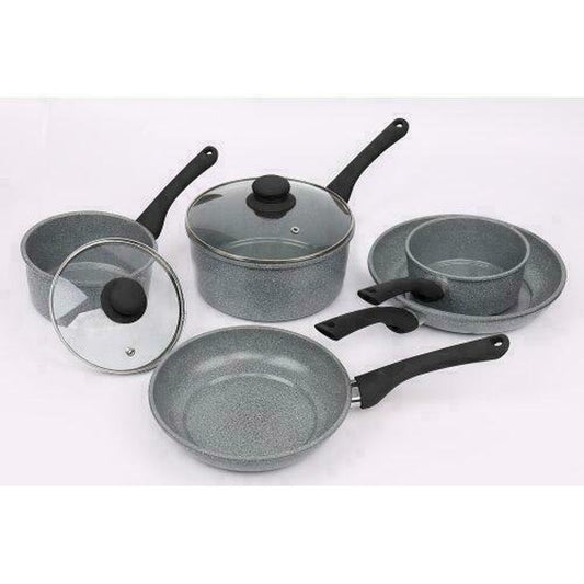 5-Piece Forged Carbon Steel Cookware Set - Non-Stick Marble Ceramic Saucepan & Frying Pans