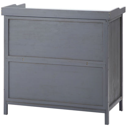 Garden Storage Cabinet, Potting Bench Table Galvanized Grey