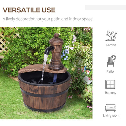 Rustic Barrel Water Pump Fountain with Electric Feature for Garden