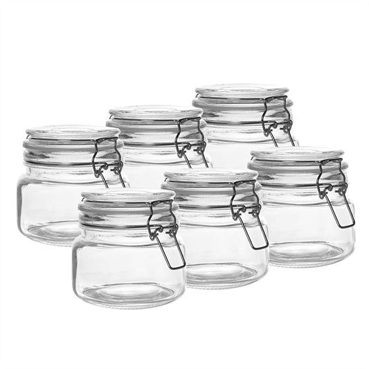 Set of 6 500ml Clip Top Jars, Secure and Stylish Storage