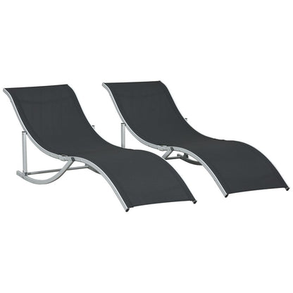 Set of 2 Zero Gravity Lounge Chair Recliners Sun Lounger Black