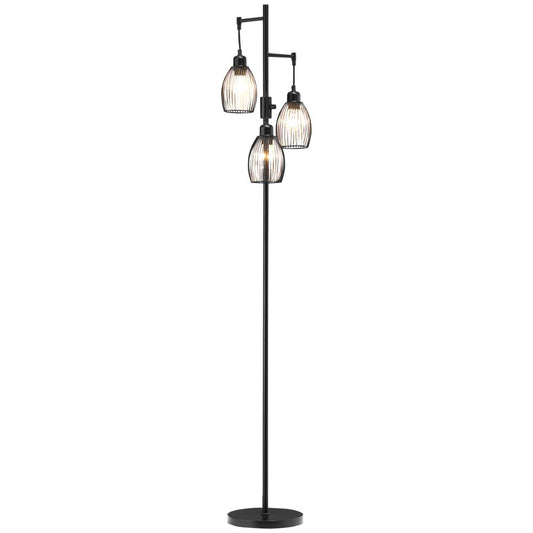 170cm Industrial-Style 3-Light Floor Lamp with Dimmable Feature