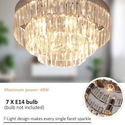 Round Crystal Ceiling Lamp with 7 Lights: Chandelier Mounted Fixture