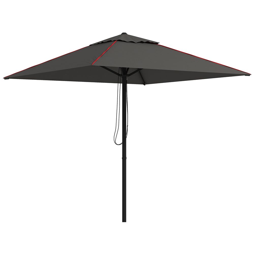 Grey Sun Parasol with Vent: Table Umbrella for Patio, Garden & Pool