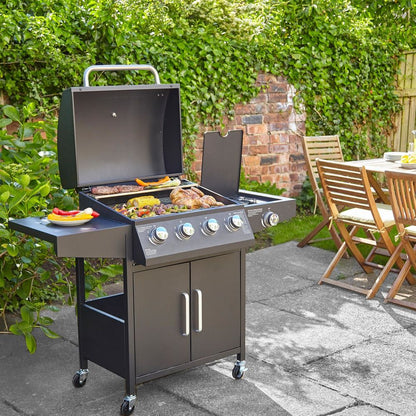 4 + 1 Burner Gas BBQ Grill with Stainless Steel and Protective Cover