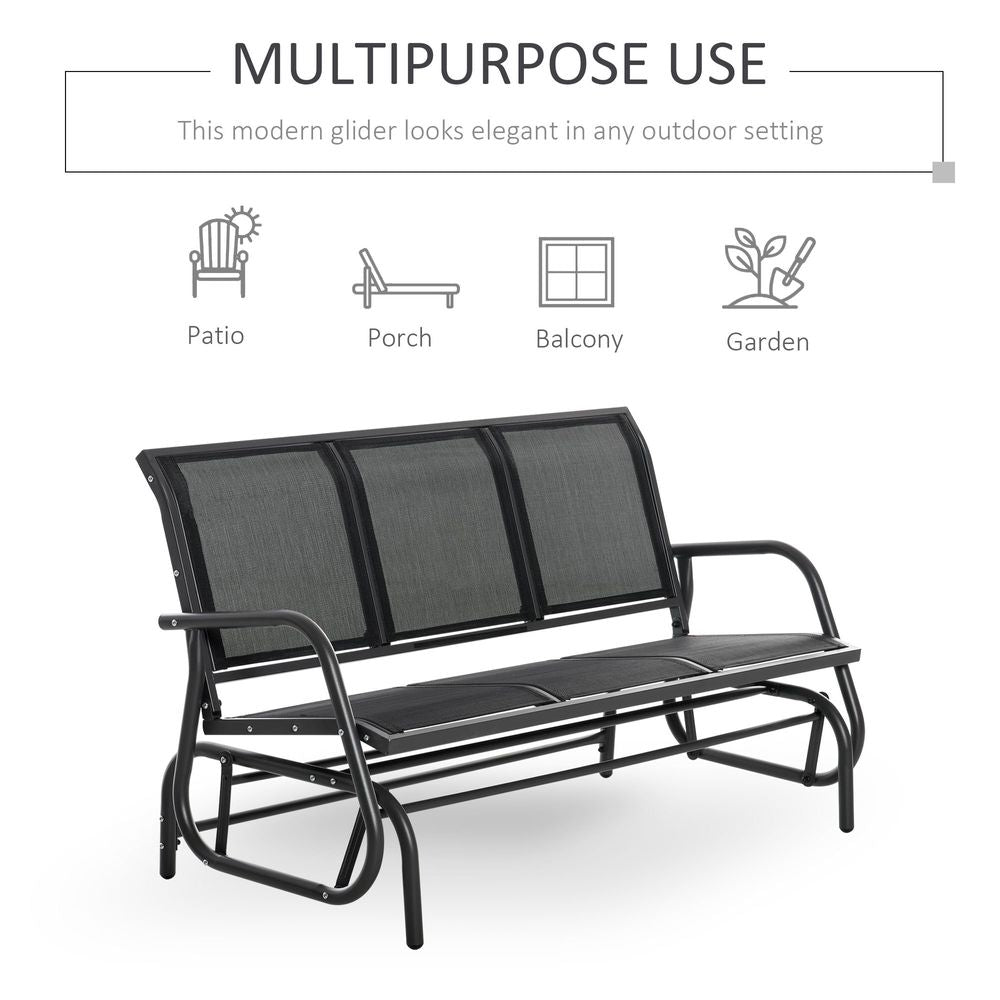 3-Seater Glider Rocking Bench – Metal Frame Patio Furniture for 3 People