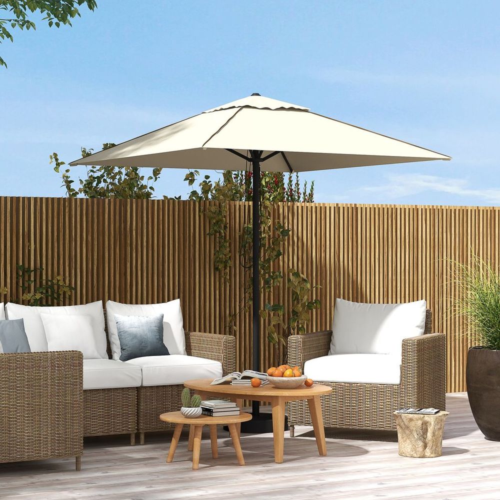 Beige Sun Parasol with Vent: Table Umbrella for Patio, Garden & Pool