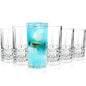 6 Highball Whisky Diamond Cut Transparent Whiskey Glasses