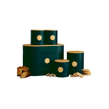 5-Piece Emerald Green Scandi Kitchen Canister Set, Stylish Storage