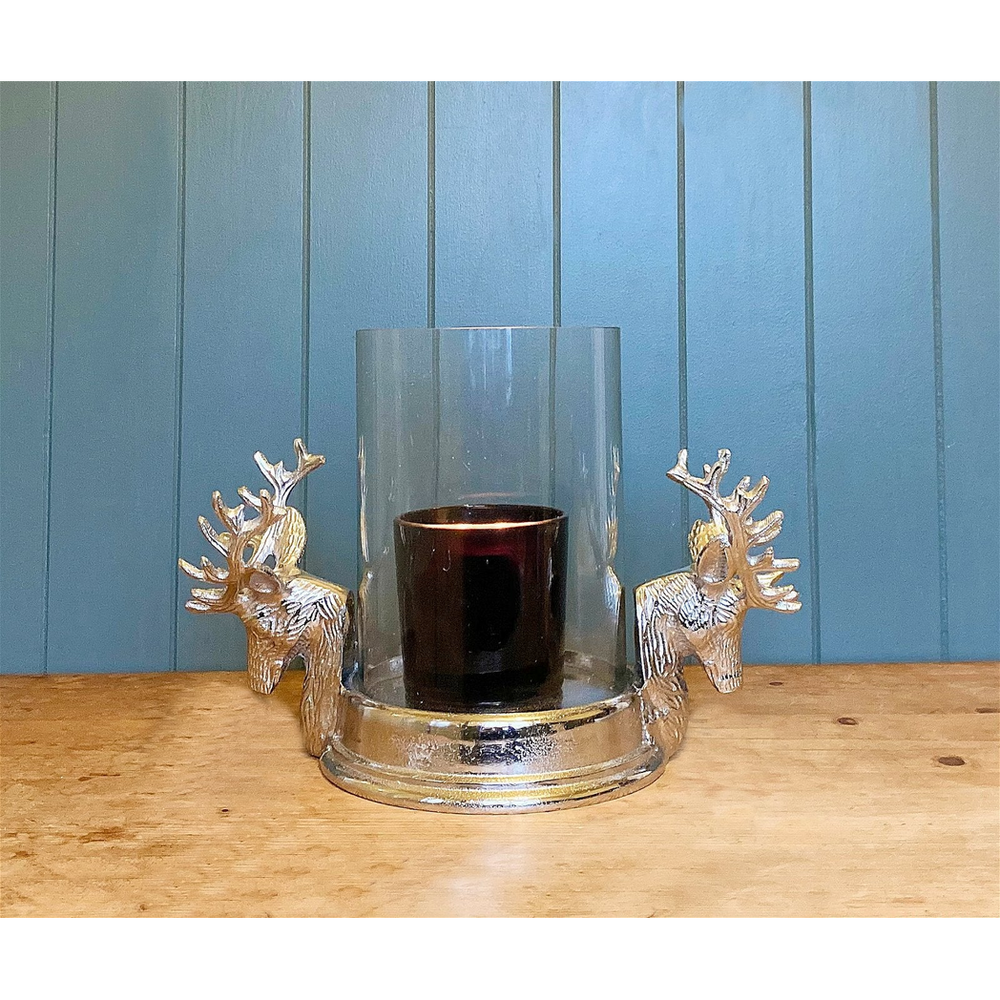 Stag Double Head Pillar Candle Holder