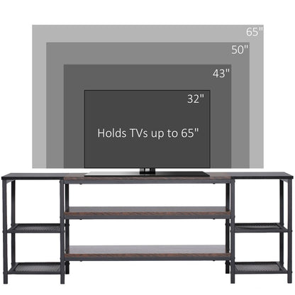 Brown & Black TV Unit Cabinet for TVs up to 65 Inches with Shelves