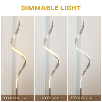 Spiral Floor Lamp with 3 Adjustable Brightness Levels for Living Room, Silver