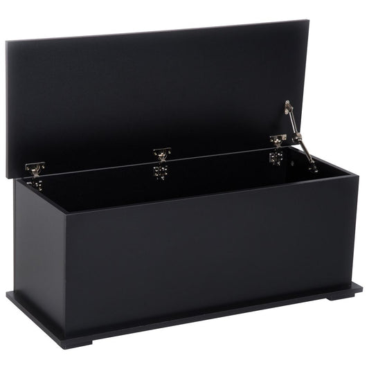 HOMCOM Ottoman Storage Box Chest Cabinet Keepsake With Lid Chipboard Black