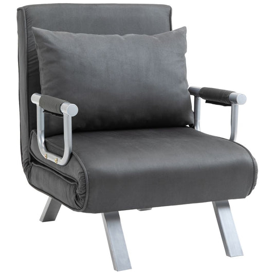 Sofa Bed Foldable Portable Armchair Sleeper Lounge  Pillow Dark Grey
