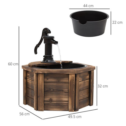 Rustic Fir Wooden Fountain Water Fountain w/ Pump, Carbonized Color