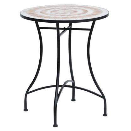 Outsunny Mosaic Table, ?60x71H cm-Black/Orange/White