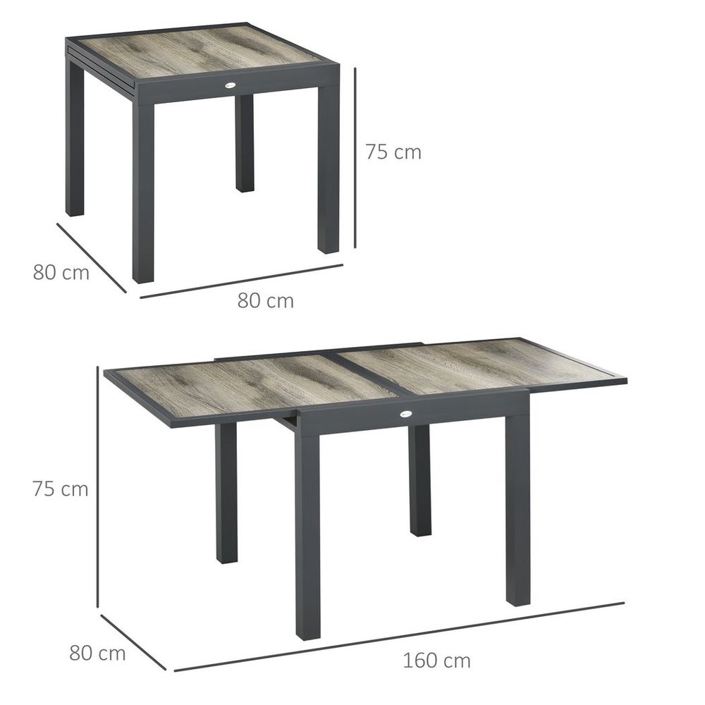 Outsunny Extendable Outdoor Dining Table, Aluminium Rectangular Patio Table