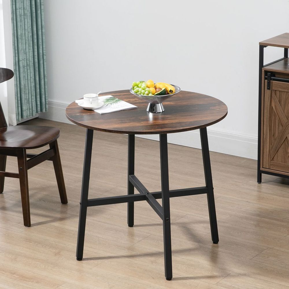 80cm Round Kitchen Table: Dining Table with Steel Legs for Small Spaces