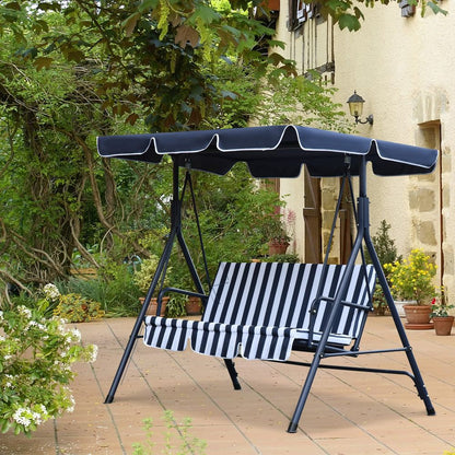 3-Seater Canopy Swing Chair – Rocking Bench with Metal Seat & Top Roof