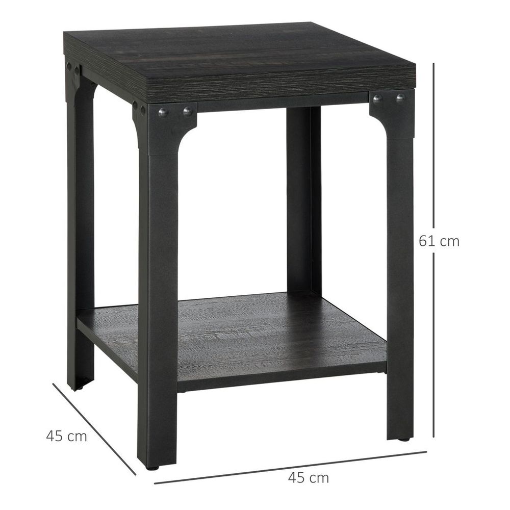 Industrial 2-Piece Side Tables with Storage, 2-Tier Design for Living Room