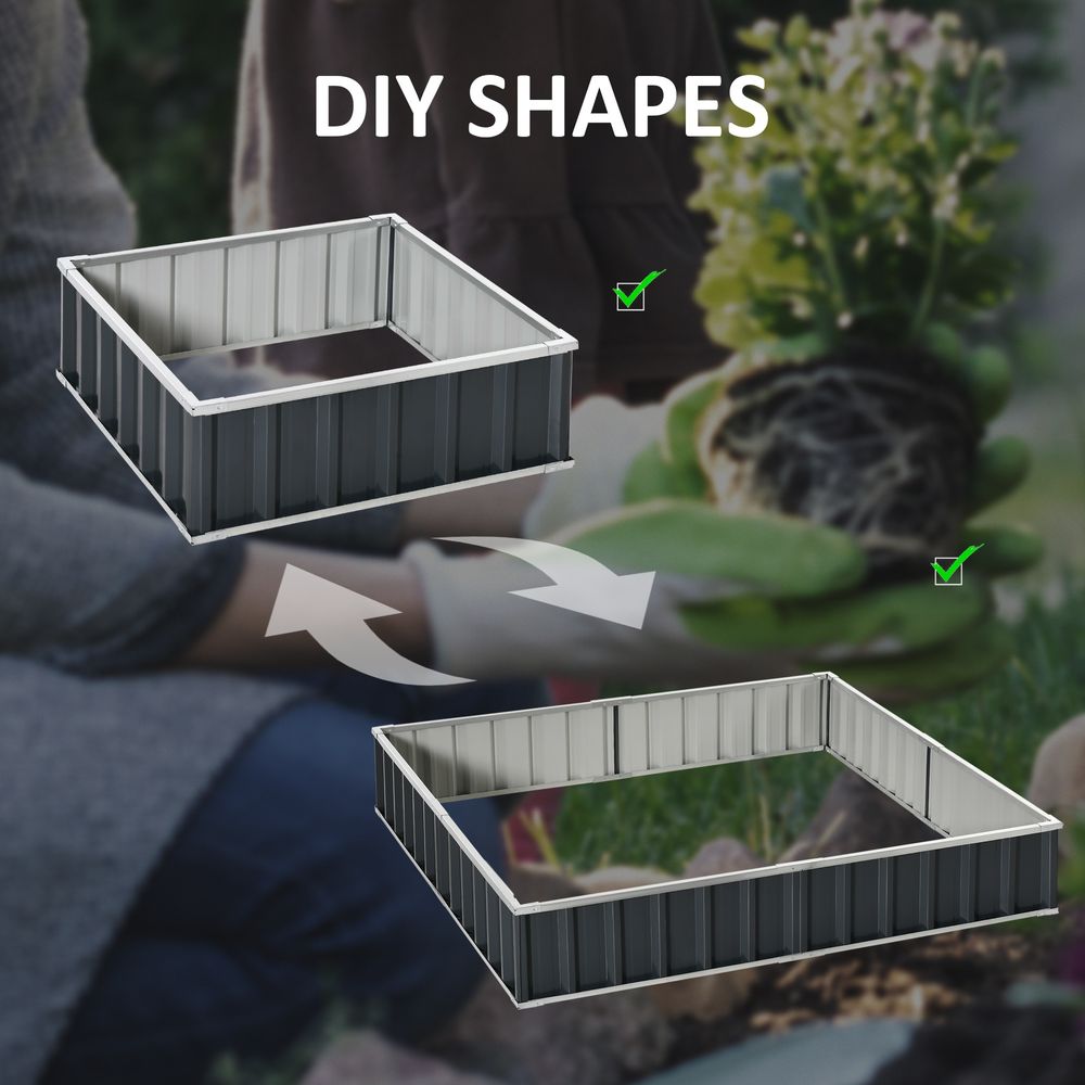 Metal Raised Garden Bed Steel Planter Box with a Pair of Gloves, 258x90cm