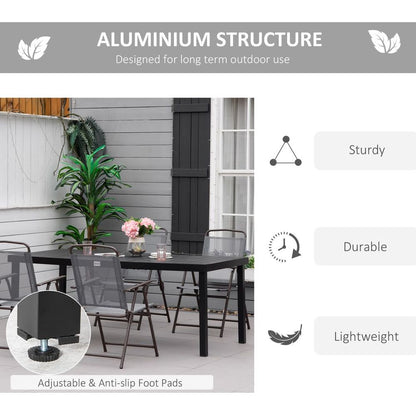 Black Garden Dining Table for 8 with Aluminium Frame for Patio & Lawn