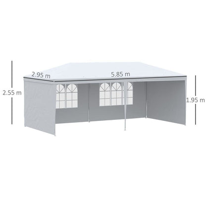 White 6x3m Garden Gazebo Marquee Canopy for Parties and Patio Events