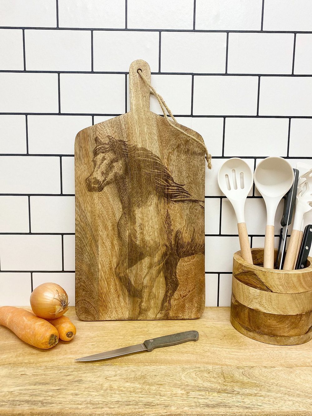 Engraved Horse Chopping Board, Rustic and Unique